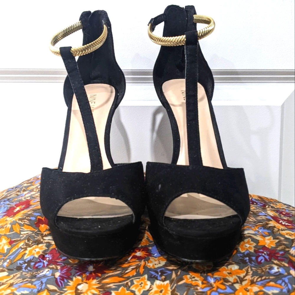 Nine West Suede Peep Toe Heels